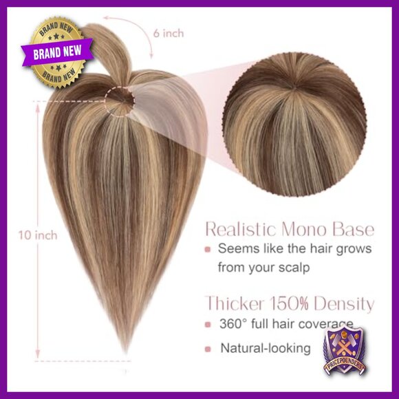 Human Hair Topper with Bangs 10 Inch Clip In for Thinning Hair main image 7